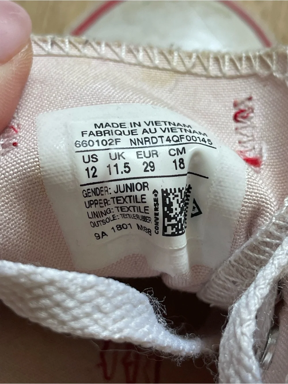Converse Kids Low-Top Sneakers in Pale Pink with White Laces